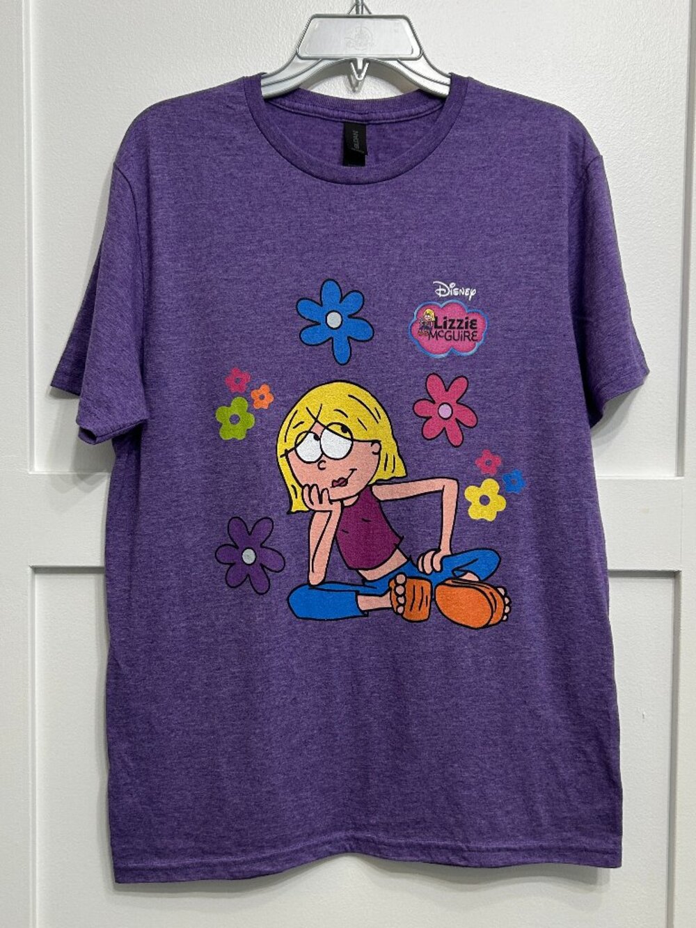 Disney Lizzie McGuire Animated Lizzie Flower Thoughts Y2K Graphic T-Shirt Medium